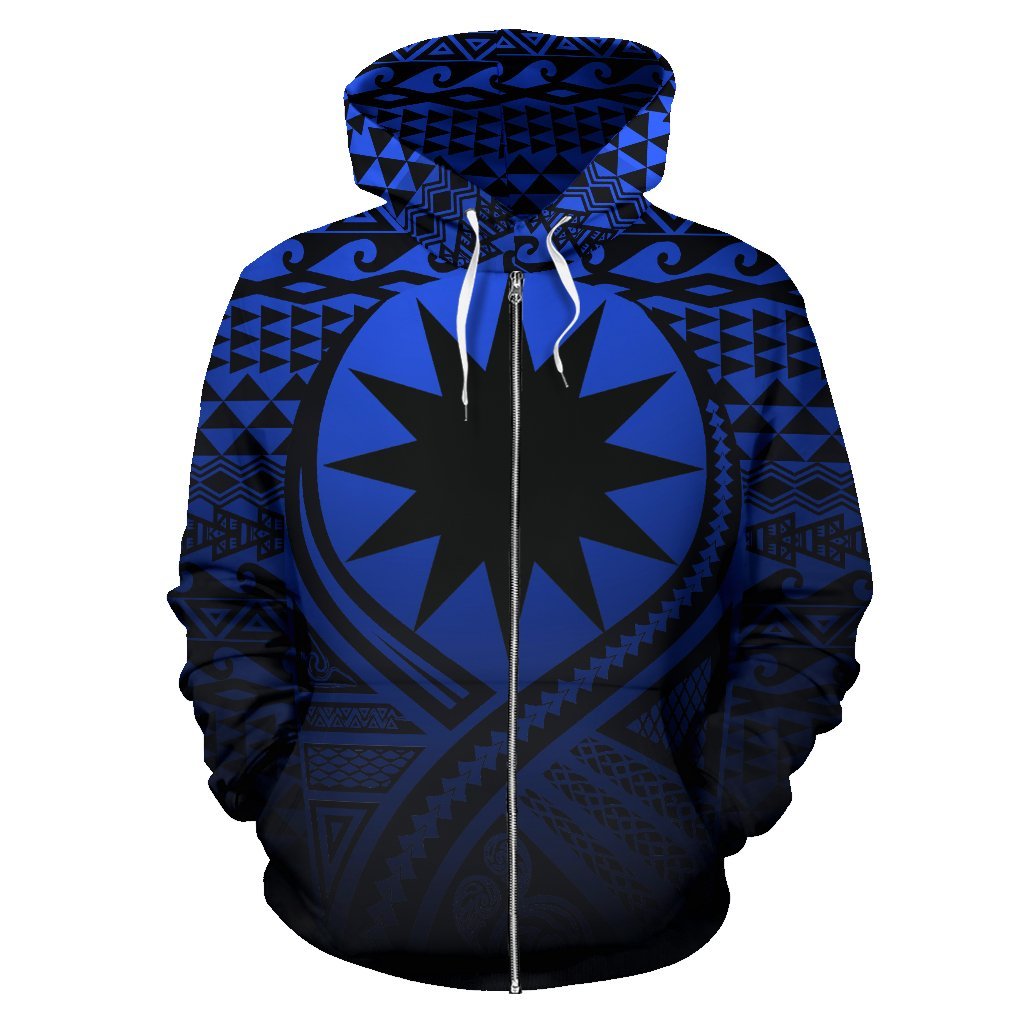 Nauru All Over Zip up Hoodie Lift up Blue - Polynesian Pride