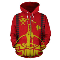 Hawaii King All Over Zip up Hoodie - Polynesian Pride
