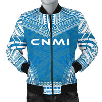 Northern Mariana Islands Flag Polynesian Chief Men's Bomber Jacket Blue - Polynesian Pride