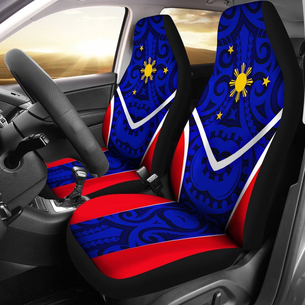 Philippines Car Seat Covers - Polynesian Sport Style Universal Fit Blue - Polynesian Pride