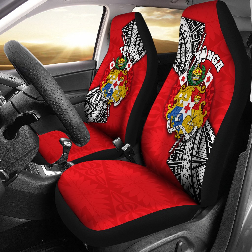Tonga Rugby Car Seat Covers Polynesian Style Pinwheel Universal Fit Red - Polynesian Pride