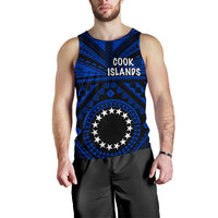 Cook Island Men's Tank Top - Seal With Polynesian Tattoo Style ( Blue) - Polynesian Pride