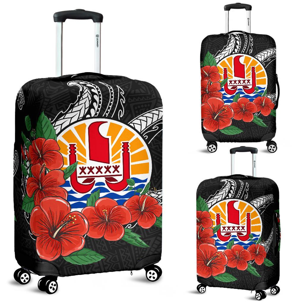 Tahiti Polynesian Luggage Covers - Hibiscus Coat of Arm Black BLACK - Polynesian Pride