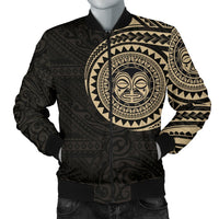 Polynesian Face Tattoo Style Men's Bomber Jacket 2 Black - Polynesian Pride