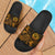 American Samoa Slide Sandals - Turtle Hibiscus Pattern Gold Black - Polynesian Pride