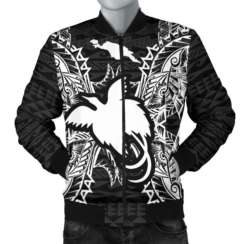 Papua New Guinea Polynesian Men's Bomber Jacket Map Black Black - Polynesian Pride