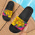 Polynesian Hawaii Kanaka Maoli Slide Sandals - Hibiscus Flowers & Polynesian Patterns Black - Polynesian Pride