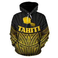 Tahiti Polynesian Hoodie Gold Pride Map nd Seal - Polynesian Pride