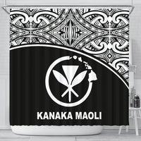 Kanaka Maoli Shower Curtain - Black Curve Style 177 x 172 (cm) Black - Polynesian Pride