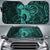 Hawaii Polynesian Warrior Mask Car Sun Shade - AH - Turquoise Auto Sun Shade Universal Fit Turquoise - Polynesian Pride