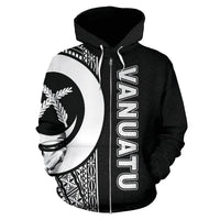 Vanuatu Polynesian Zip up Hoodie Black Line - Polynesian Pride