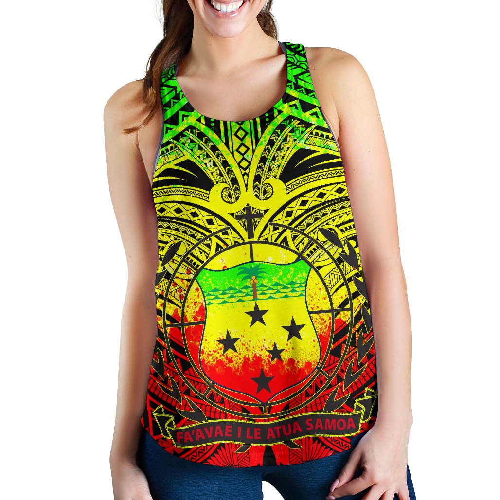Samoa Women's Racerback Tank - Samoa Coat Of Arm, Polynesian Tattoo - Polynesian Pride