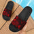 Niue Slide Sandals - Turtle Hibiscus Pattern Red Black - Polynesian Pride