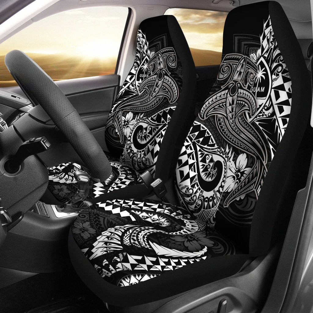 Guam Polynesian Car Seat Covers - White Shark Polynesian Tattoo Universal Fit White - Polynesian Pride