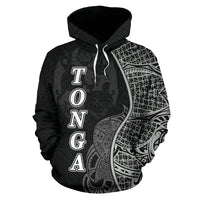 Tonga Polynesian Hoodie Coconut Tree Black - Polynesian Pride
