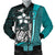 Chuuk Micronesian Men's Bomber Jackets Turquoise - Turtle With Hook Turquoise - Polynesian Pride