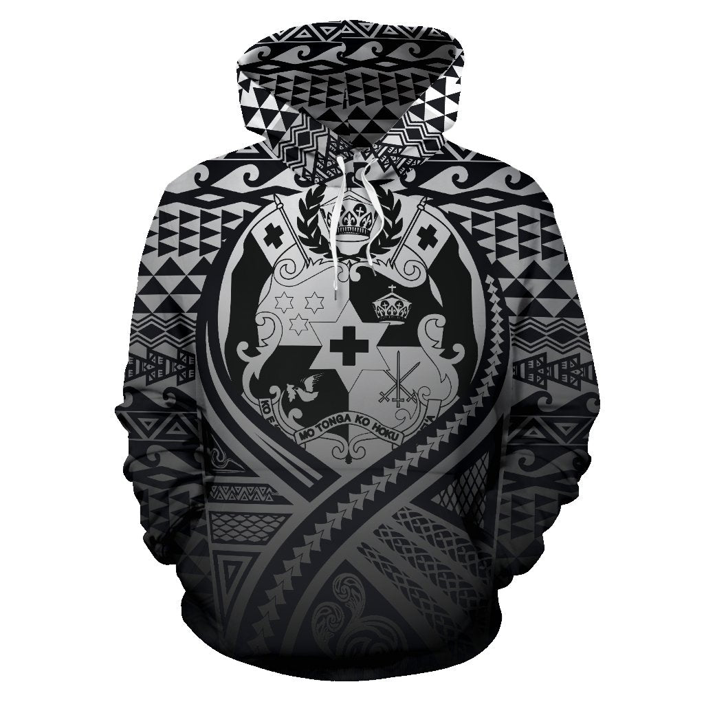 Tonga All Over Hoodie Lift up Black - Polynesian Pride