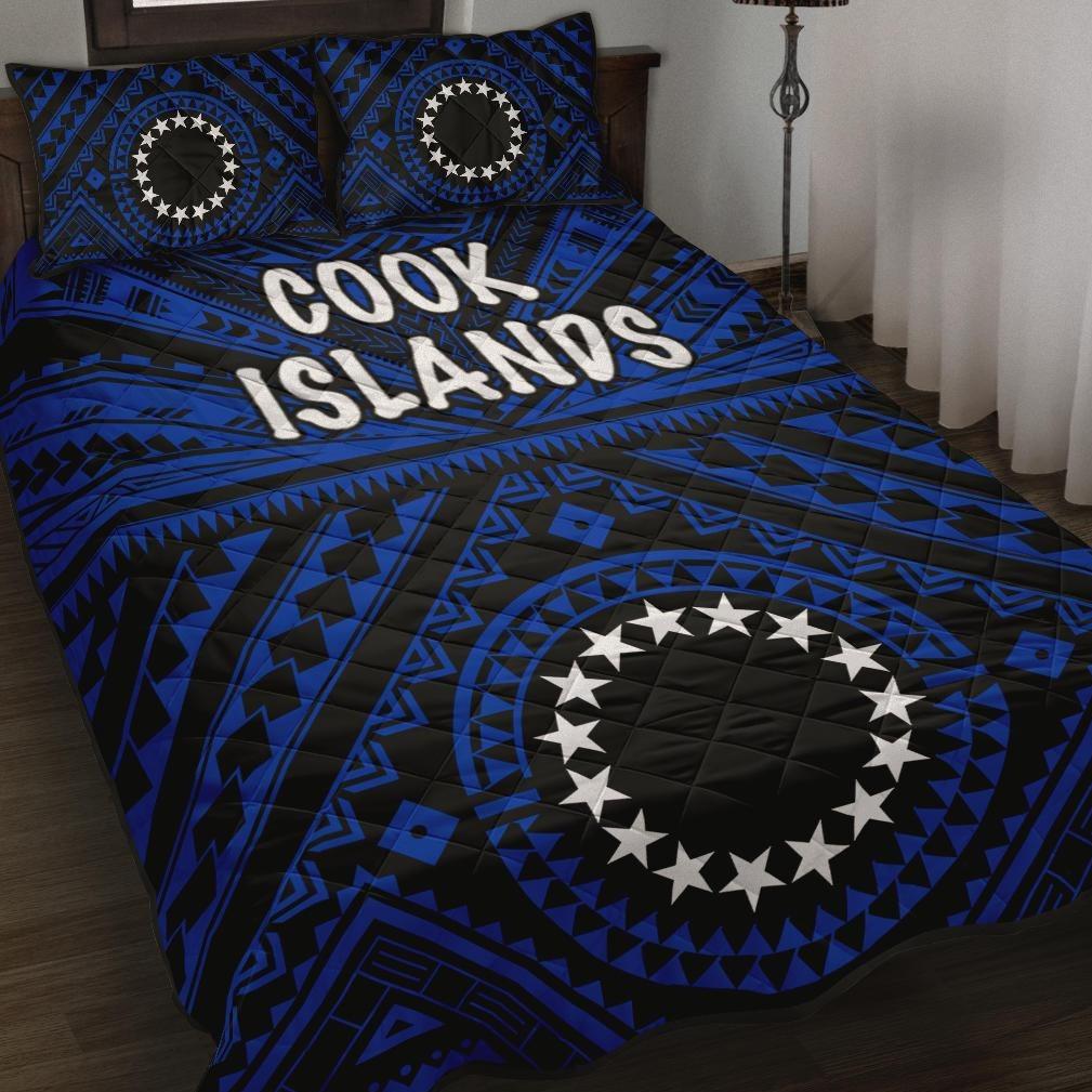 Cook Island Quilt Bed Set - Seal With Polynesian Tattoo Style ( Blue) Blue - Polynesian Pride