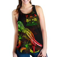 Fiji Polynesian Women Tank Top - Turtle With Blooming Hibiscus Reggae - Polynesian Pride