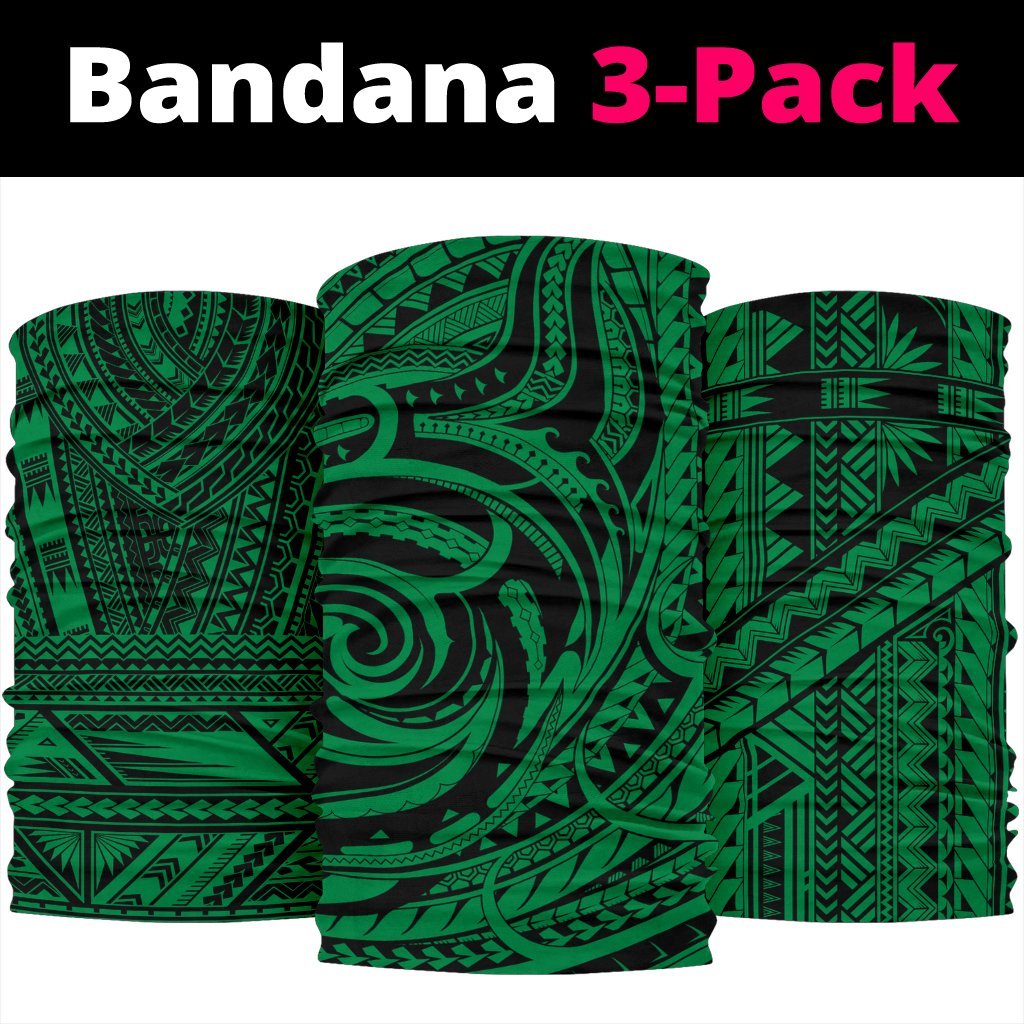 Polynesian Tatau Mixed Green Set Unisex Bandana One Size Green - Polynesian Pride