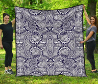 Polynesian Premium Quilt Blue And White White - Polynesian Pride