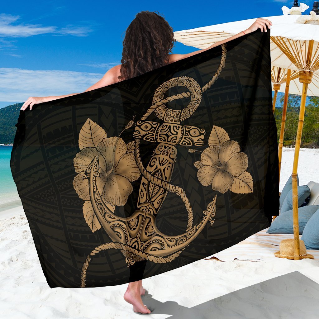 Anchor Gold Poly Tribal Sarong Sarong - 1 44*66 Inch Gold - Polynesian Pride