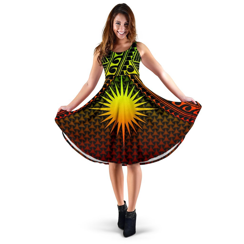 Polynesian Marshall Islands Midi Dress - Reggae Vintage Polynesian Patterns Women Reggae - Polynesian Pride