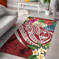 Guam Polynesian Area Rug - Summer Plumeria (Black) Red - Polynesian Pride