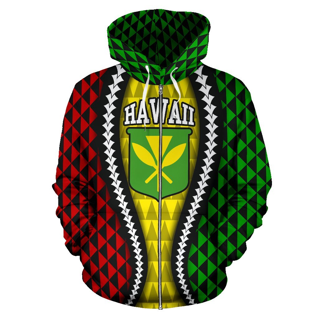 Hawaii Zipper Hoodie Hawaii Kanaka Maoli Flag - Polynesian Pride