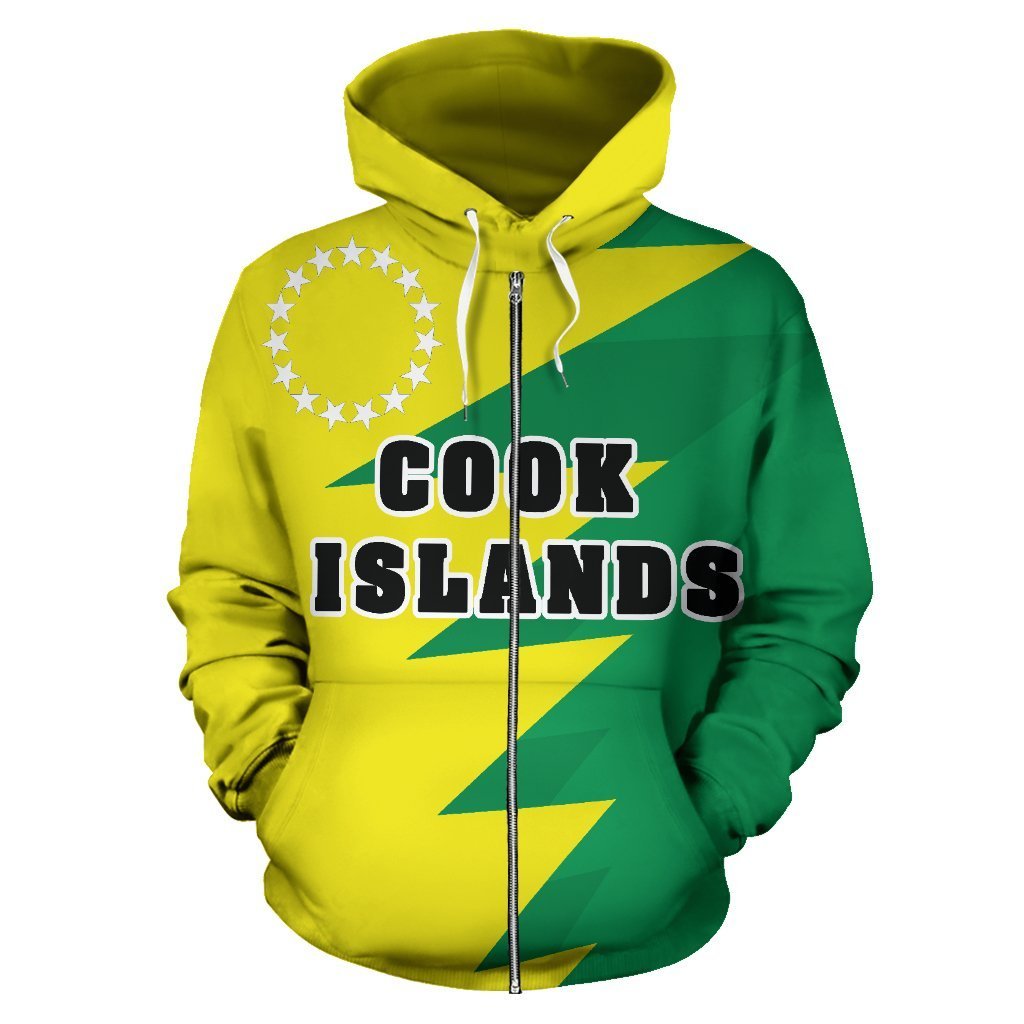 Cookislands Flag All Over Zip up Hoodie Tooth Style Unisex Art - Polynesian Pride