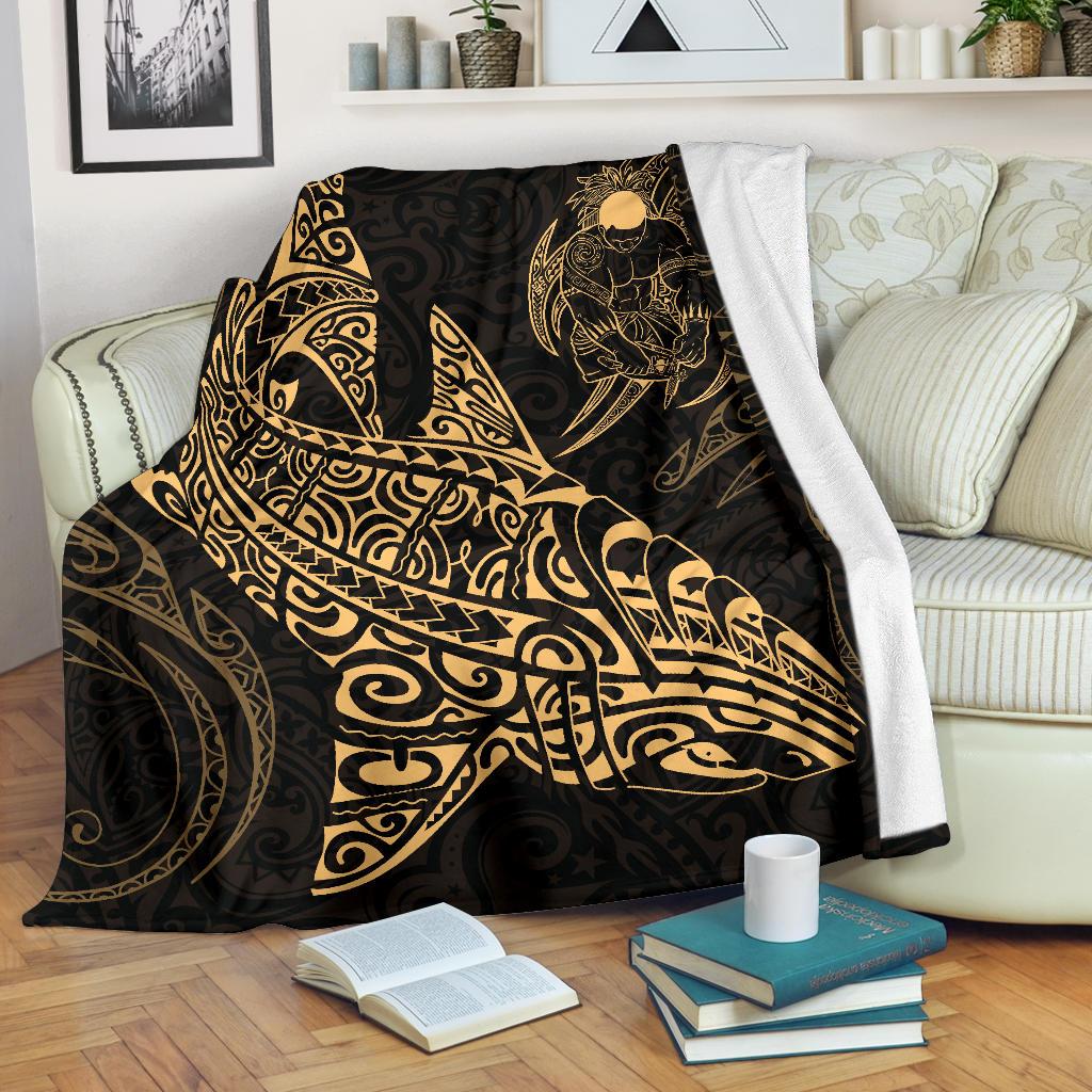 Shark Polynesian Blanket - Polynesian Tattoo Gold - Polynesian Pride