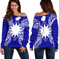 Nauru Polynesian Shoulder Sweater Map Blue Blue - Polynesian Pride