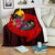 Papua New Guinea Premium Blanket - Polynesian Hook And Hibiscus (Red) - Polynesian Pride