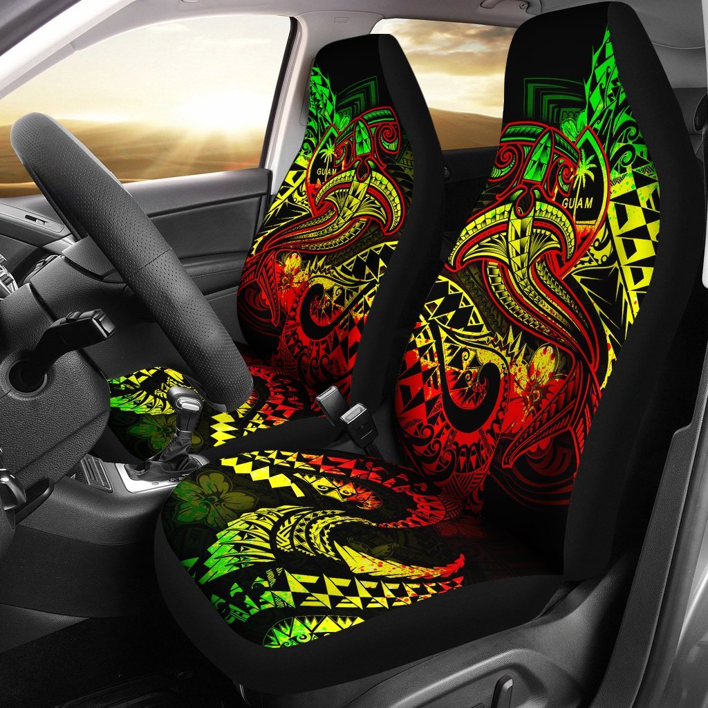 Guam Polynesian Car Seat Covers - Reggae Shark Polynesian Tattoo Universal Fit Reggae - Polynesian Pride