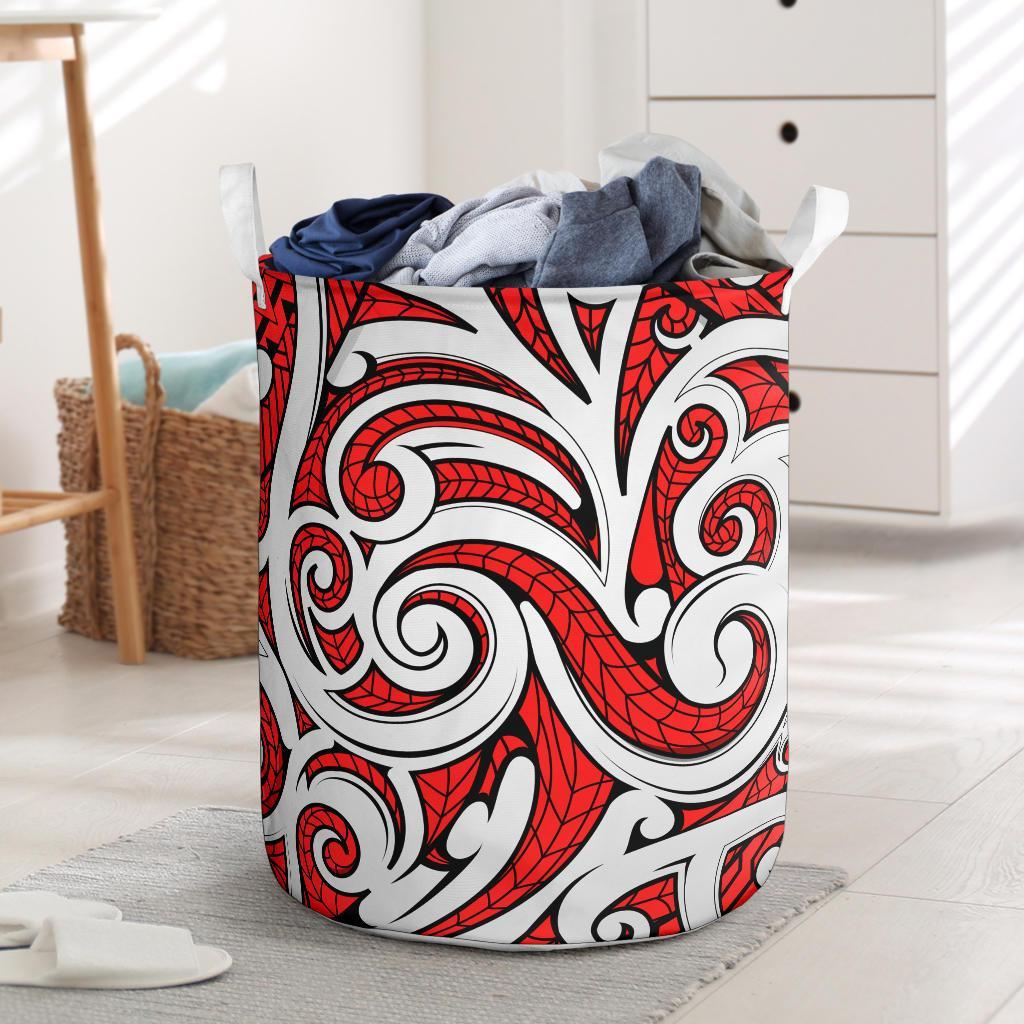 Polynesian Maori Ethnic Ornament Red Hawaii Laundry Basket Laundry Basket One Size Red - Polynesian Pride