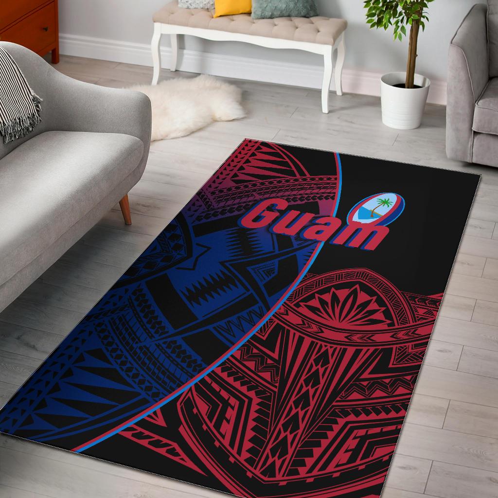 Guam Rugby Area Rug Impressive Version Blue - Polynesian Pride