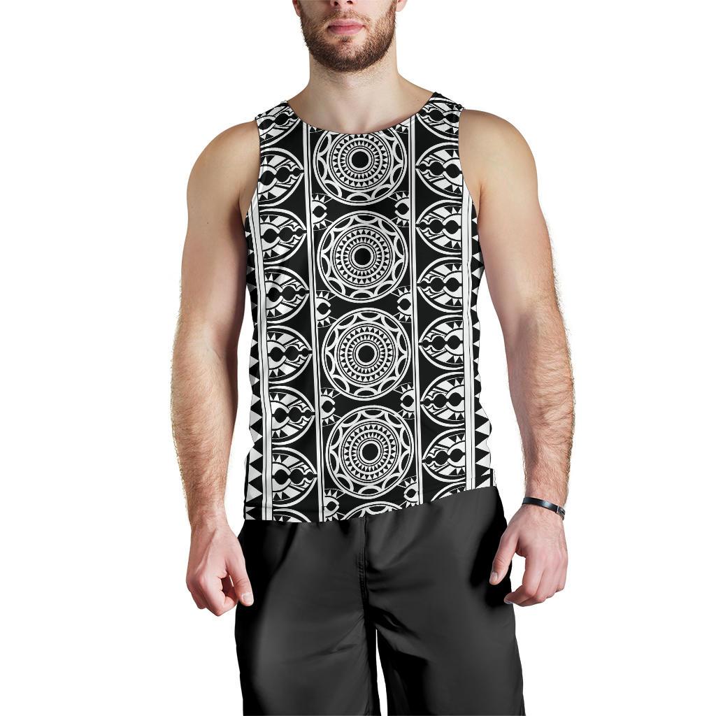 Polynesian Men Tank Top 31 Black-White - Polynesian Pride