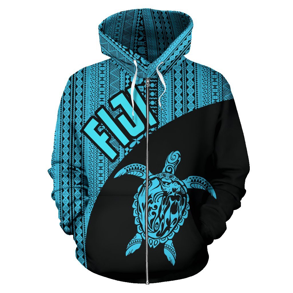 Fiji Tapa Zip up Hoodie Fiji Turtle Mermaid - Polynesian Pride