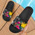 Papua new Guinea Slide Sandals - Turtle Floral Black - Polynesian Pride
