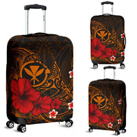 Polynesian Hawaii Kanaka Maoli Luggage Covers - Humpback Whale with Hibiscus (Golden) - Polynesian Pride
