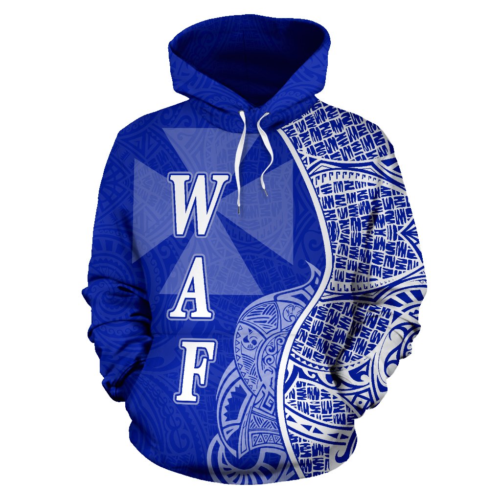 Wallis nd Futuna Polynesian Hoodie Coconut Tree Blue - Polynesian Pride
