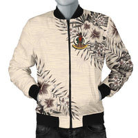 Vanuatu Men's Bomber Jacket - The Beige Hibiscus - Polynesian Pride