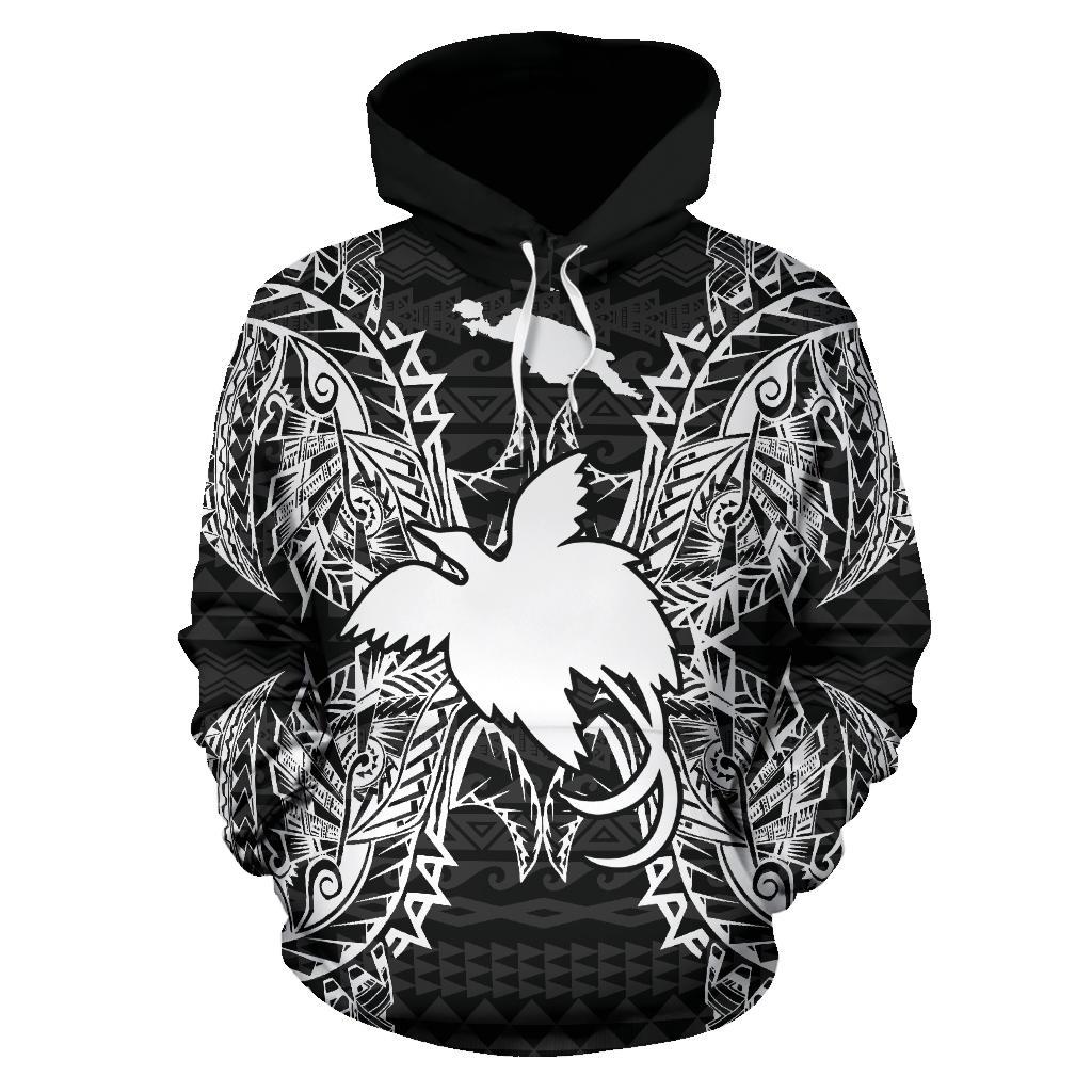 Papua New Guinea Polynesian ll Over Hoodie Map Black - Polynesian Pride