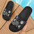 Northern Mariana Islands Slide Sandals - Turtle Hibiscus Pattern Black Black - Polynesian Pride