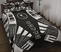 Chuuk Quilt Bed Set - Chuuk Flag Polynesian White Tattoo Style - Polynesian Pride