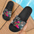 American Samoa Slide Sandals - Turtle Floral Black - Polynesian Pride