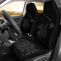 Hawaii Map Plumeria Polynesian Gray Turtle Car Set Covers - Polynesian Pride