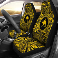 Papua New Guinea 1 Car Seat Cover - Papua New Guinea 1 Coat Of Arms Polynesian Gold Black Universal Fit Gold - Polynesian Pride