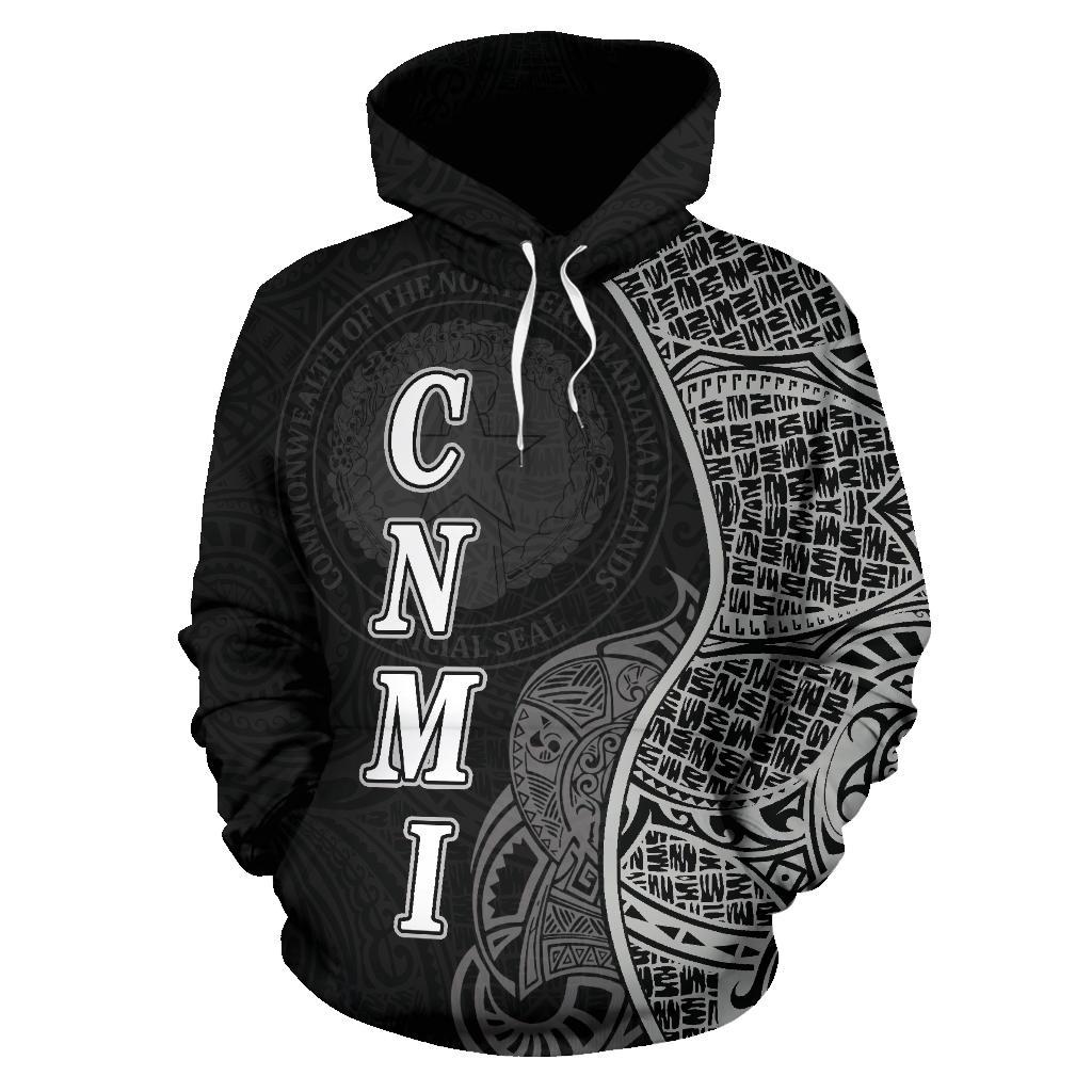 Northern Mariana Islands Polynesian Hoodie Coconut Tree Black - Polynesian Pride