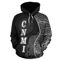 Northern Mariana Islands Polynesian Hoodie Coconut Tree Black - Polynesian Pride